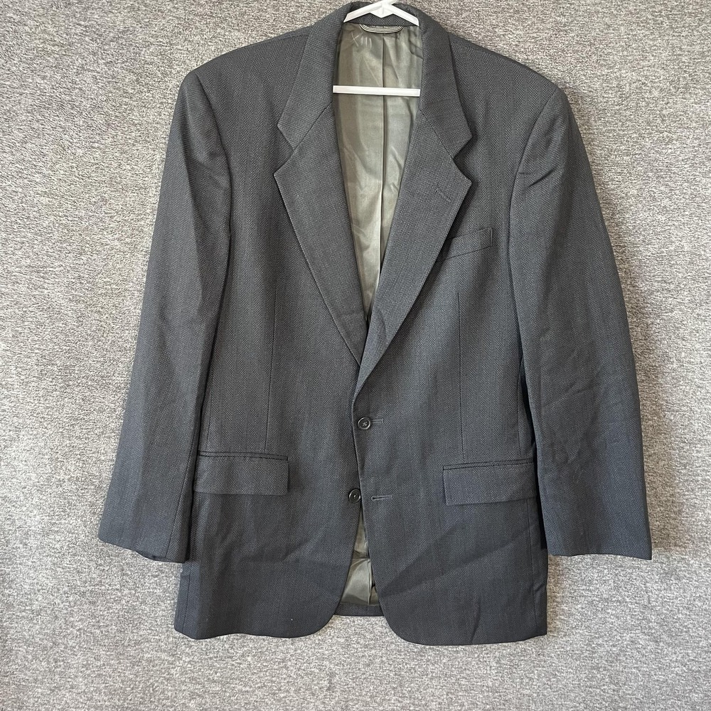 Vintage Christian Dior Suit Jacket Mens 40L Gray‎ Geometric Classic 2 Button
